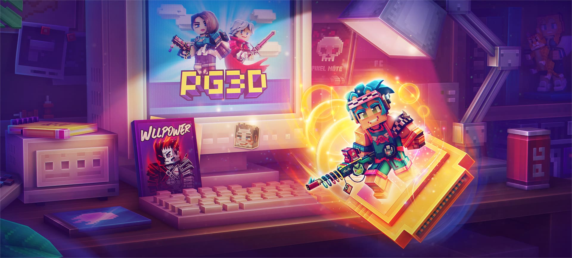 Pixel Gun 3D characters in battle